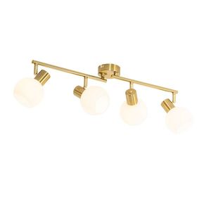 Stropné bodové svietidlo zlaté s opálovým sklom 4-žiarovkové nastaviteľné - Anouk vyobraziť