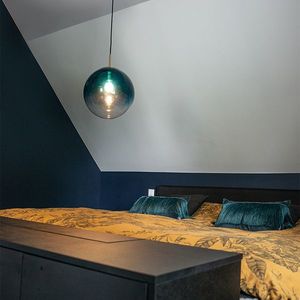 Inteligentné závesné svietidlo mosadz s oceánskou modrou sklenenou 33 cm vrátane Wifi ST64 - Pallon vyobraziť