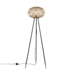 Orientálna trojnohá stojaca lampa bambusová - Amira vyobraziť