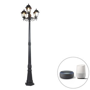 Inteligentná lampášová lampa čierna 3-svetlo IP44 vrátane Wifi ST64 - Capital vyobraziť