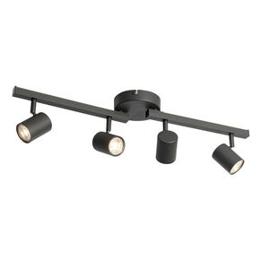 Stropný reflektor čierny GU10 50mm 4-svetlá vrátane podsvietenia - Back Up vyobraziť