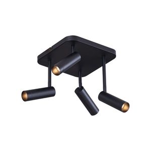 Zaoblené stropné bodové svietidlo čierne GU10 35 mm 4-svetlá otočné a naklápacie - Kate vyobraziť