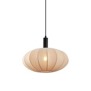 Japandi závesná lampa čierna s hnedým látkovým tienidlom - Bida vyobraziť