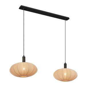 Japandi závesná lampa čierna s hnedým látkovým tienidlom 2-Lights - Bida vyobraziť