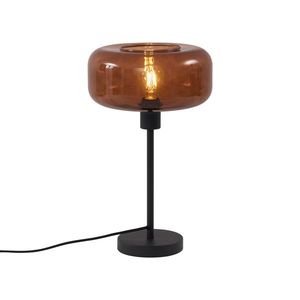 Retro stolová lampa čierna s bronzovým sklom - Bizle vyobraziť