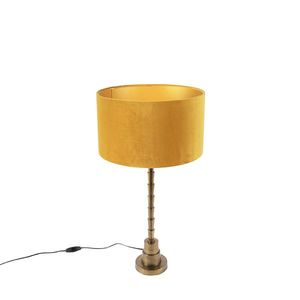 Stolná lampa v štýle Art Deco s plyšovým tienidlom žltá 35 cm - Pisos vyobraziť