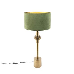 Art Deco stolná lampa s plyšovou tienidlom zelená 35 cm - Diverso vyobraziť