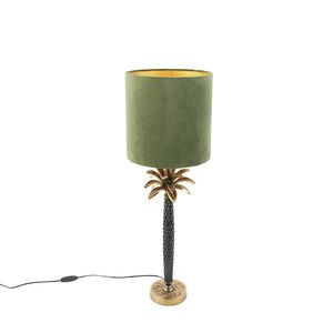 Stolná lampa v štýle Art Deco s tienidlom z zamatu zelená 25 cm - Areka vyobraziť