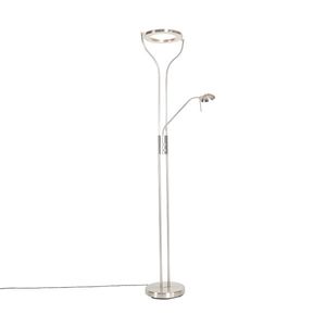 Moderná stojaca lampa oceľ s čítacím ramenom vrátane LED a stmievača - Divo vyobraziť