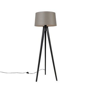 Trojnožka čierna s tienidlom z ľanu taupe 45 cm - Tripod Classic vyobraziť