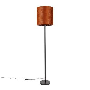 Stojaca lampa čierna s tienidlom z oranžového zamatu 40 cm - Simplo vyobraziť