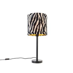 Moderná stolná lampa čierna so zebra tienidlom 25 cm - Simplo vyobraziť