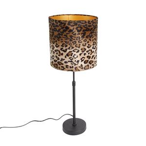 Stolná lampa čierna s tienidlom z zamatu s leopardím vzorom 25 cm - Parte vyobraziť