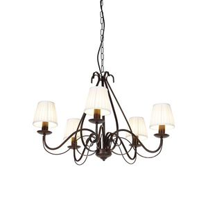 Lustr hnedý s plisovaným krémovým tienidlom 5-svetlo - Giuseppe vyobraziť