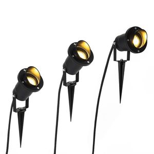 Sada 3 záhradných bodových svetiel čiernych vrátane kábla a zástrčky IP65 - Done vyobraziť
