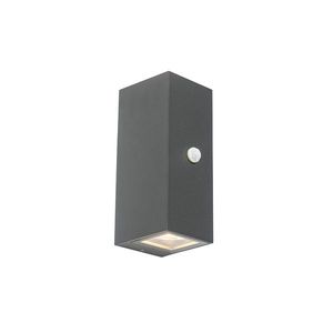 Tmavosivá nástenná lampa s 2 svetlami IP44 s pohybovým senzorom - Baleno vyobraziť