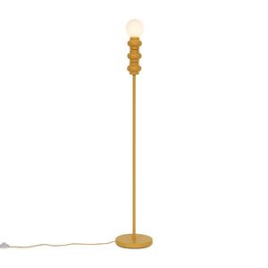 Retro stojacia lampa horčicovo žltá s matným sklom - Fedde vyobraziť