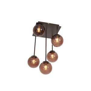 Dizajnové stropné svietidlo bronzové s bronzovým sklom 5-svetiel - Atény vyobraziť