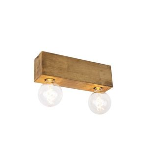 Rustikálne stropné bodové svetlo vintage drevo 2-svetlo - Bloc vyobraziť