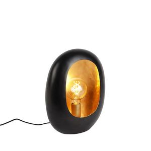 Dizajnová stolná lampa čierna so zlatým vnútrom 36 cm - Cova vyobraziť