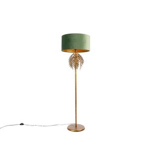 Stojaca lampa zlatá 145 cm s zamatovým tienidlom zelená 50 cm - Botanica vyobraziť