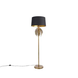 Stojaca lampa zlatá 145 cm s čiernym bavlneným tienidlom 50 cm - Botanica vyobraziť