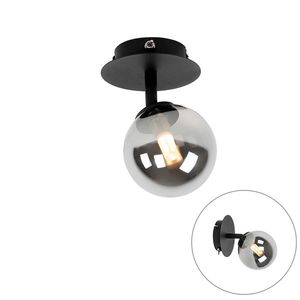 Rustikálne bodové svetlo čierne nastaviteľné s dymovým sklom - Atény vyobraziť