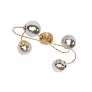 Moderné stropné svietidlo zlaté 4-žiarovkové s dymovým sklom - Atény vyobraziť