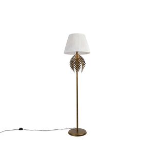 Stojaca lampa zlatá 145 cm s riaseným tienidlom bielym 45 cm - Botanica vyobraziť