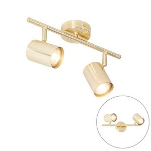 Moderné stropné svietidlo mosadzné 2-žiarovkové nastaviteľné - Jeana vyobraziť