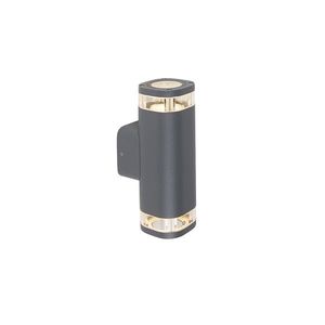 Moderná vonkajšia nástenná lampa štvorcová 2-svetlo tmavosivá - Fox vyobraziť