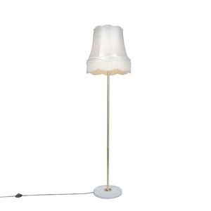 Retro stojaca lampa mosadz s tienidlom Granny krémová 45 cm - Kaso vyobraziť
