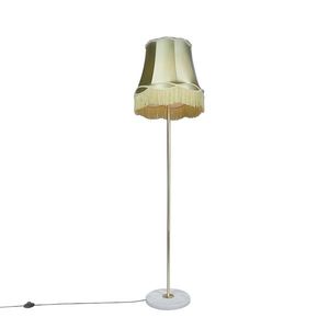 Retro stojaca lampa mosadz s tienidlom Granny zelená 45 cm - Kaso vyobraziť