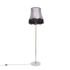 Stojaca lampa mosadzná s tienidlom Granny čierna-šedá 45 cm - Kaso vyobraziť