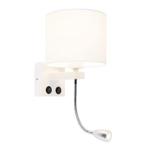 Moderná nástenná lampa biela s bielym tienidlom - Brescia vyobraziť