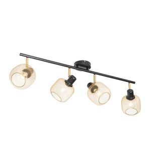 Priemyselné bodové svetlo čierne so zlatom 4-žiarovkové - Bliss Mesh vyobraziť