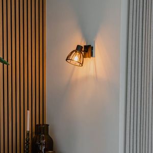 Priemyselná nástenná lampa čierna - Fotu vyobraziť