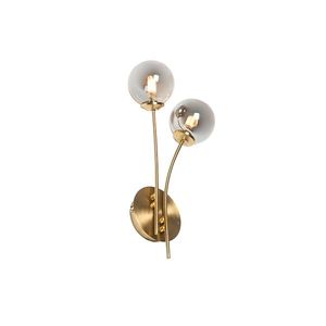 Moderná nástenná lampa zlatá 2-svetlo s dymovým sklom - Atény vyobraziť