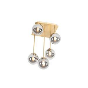 Moderné stropné svietidlo zlaté 5-žiarovkové s dymovým sklom - Atény vyobraziť