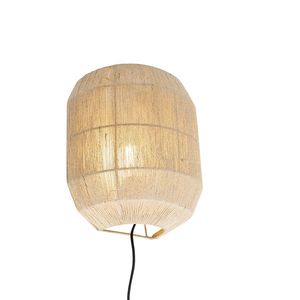 Orientálna nástenná lampa čierna s jutovým lanom - Riki vyobraziť