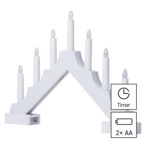 Dřevěný LED svícen Kija s časovačem 29 cm teplá bílá vyobraziť