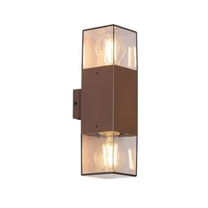 Vonkajšia nástenná lampa hrdzavohnedá s dymovým tienidlom 2-svetlá IP44 - Denmark vyobraziť