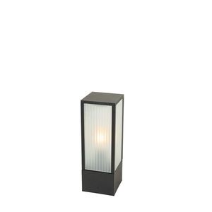 Stojaca vonkajšia lampa čierna s rebrovaným sklom 40 cm IP44 - Charlois vyobraziť