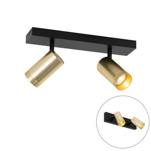 Stropné bodové svietidlo čierne so zlatom nastaviteľné 2-žiarovkové - Jeana Luxe vyobraziť