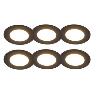 Sada 6 zapustených bodových svetiel čiernych vrátane LED 3-stupňový stmievač IP65 - Blanca vyobraziť