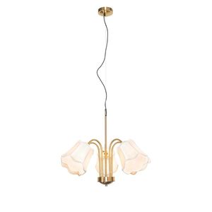 Klasické závesné svietidlo mosadz s bielym tienidlom 5-žiarovkové - Nona vyobraziť