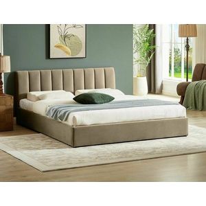Dvoulůžková čalouněná postel Montreal Velvet 160x200 se zvedacím roštem béžová vyobraziť