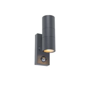 Vonkajšia nástenná lampa antracit s pohybovým senzorom 2-svetlá IP44 - Duo vyobraziť