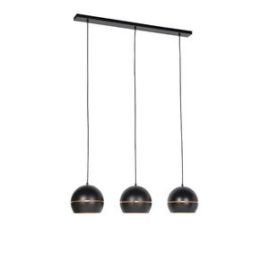 Dizajnové závesné svietidlo čierne so zlatým vnútrom 3-žiarovkové - Buell vyobraziť