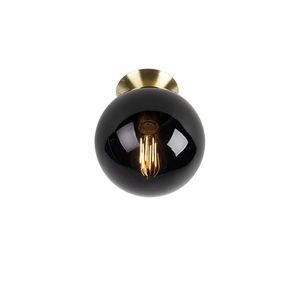 Stropné svietidlo v štýle Art Deco mosadz s čiernym sklom - Pallon vyobraziť